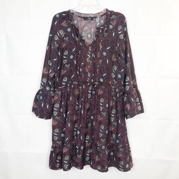 Suzanne Betro Floral Bell Sleeves Boho Dress Size Medium - Picture 1 of 15